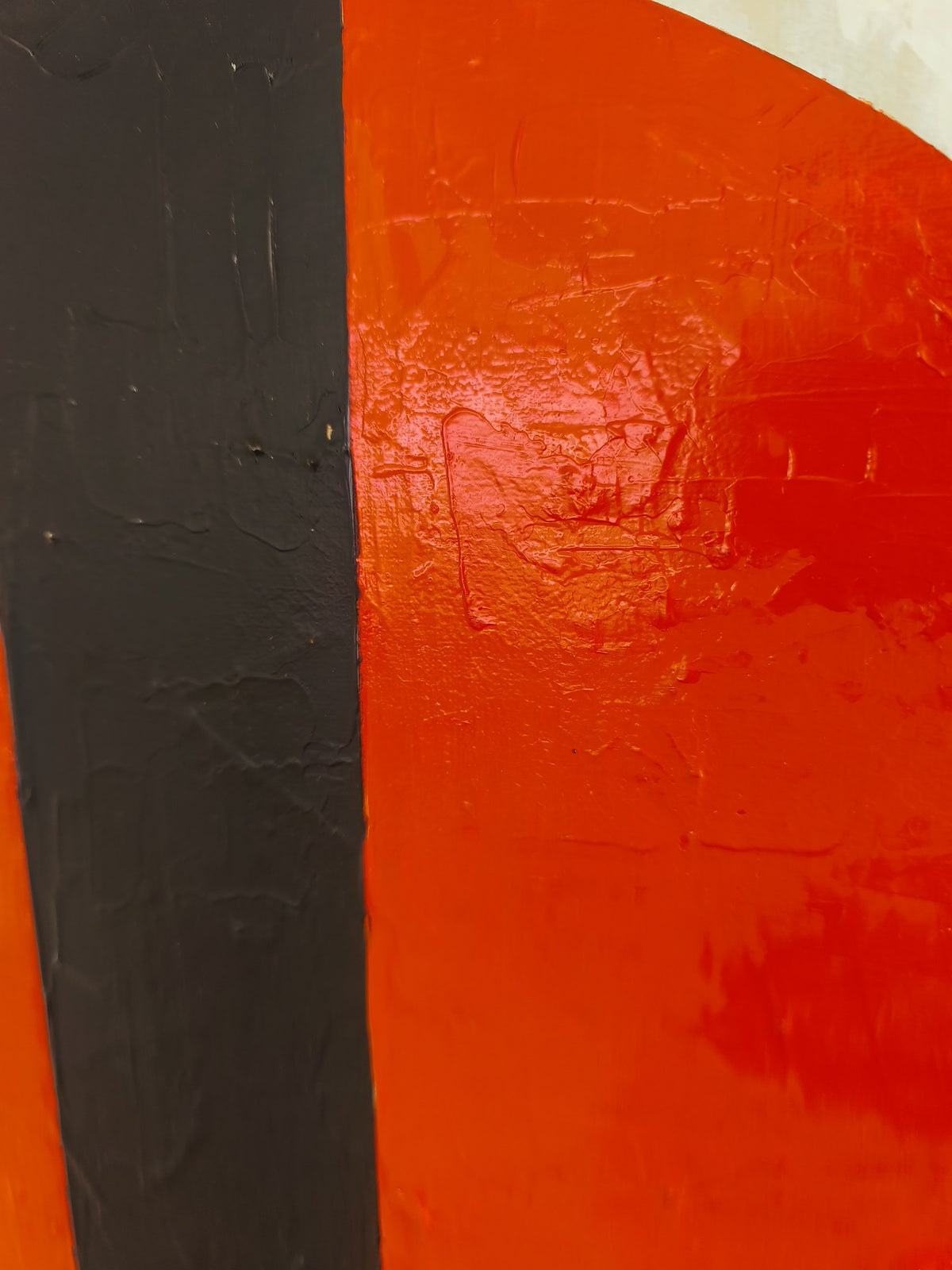 Detail of Dear Calder: black bar over the red circle