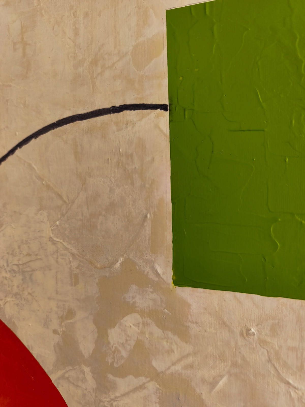 Detail of Dear Calder: the green square on its thread
