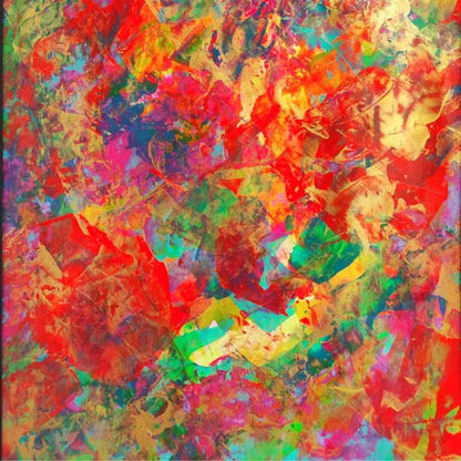 Ecstasy by Lénon B, a colorful acrylic painting showcasing a dynamic interplay of colors.