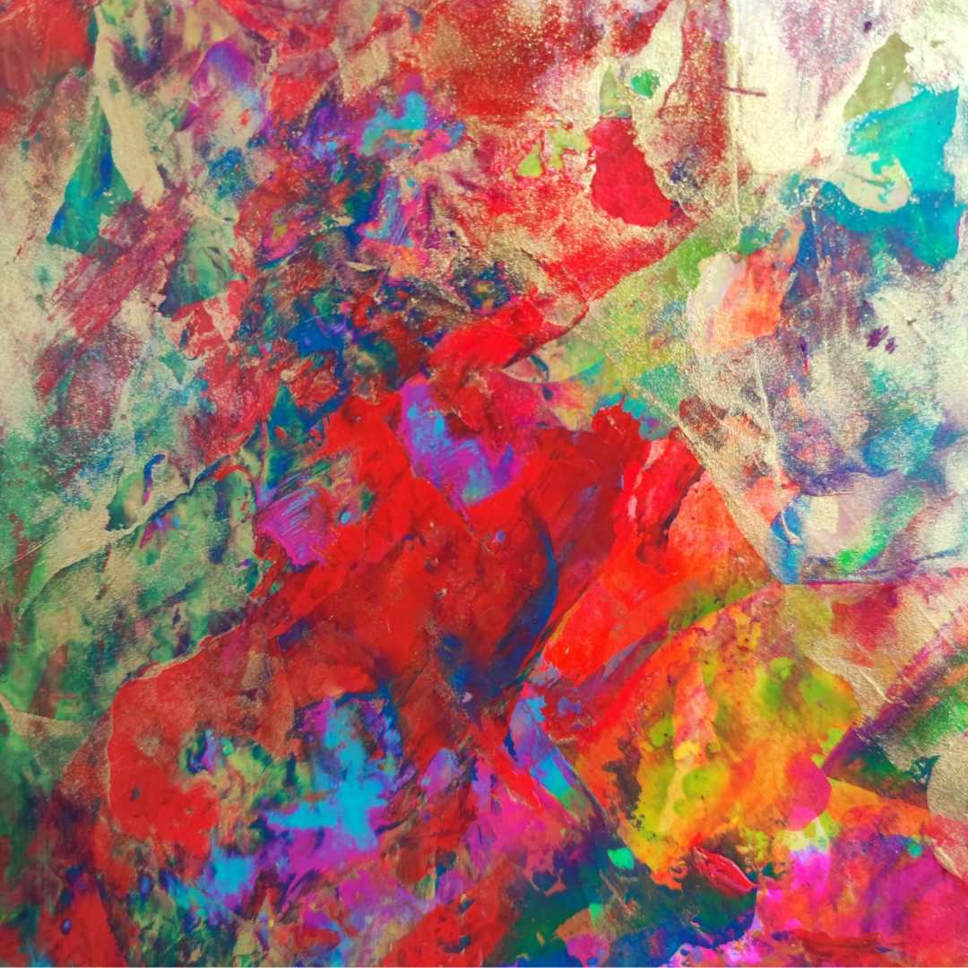 Ecstasy by Lénon B, a joyful abstract painting filled with exuberant colors.