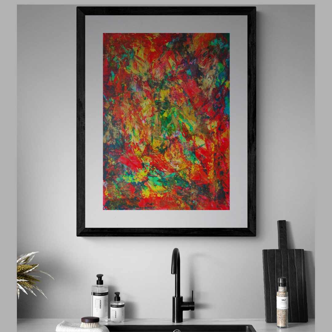 Fervor by Lénon B, a modern art piece filled with passionate colors and dynamic patterns.