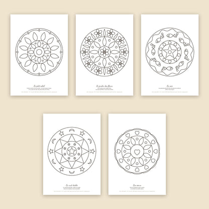 The 5 mandalas of the Little suns pack