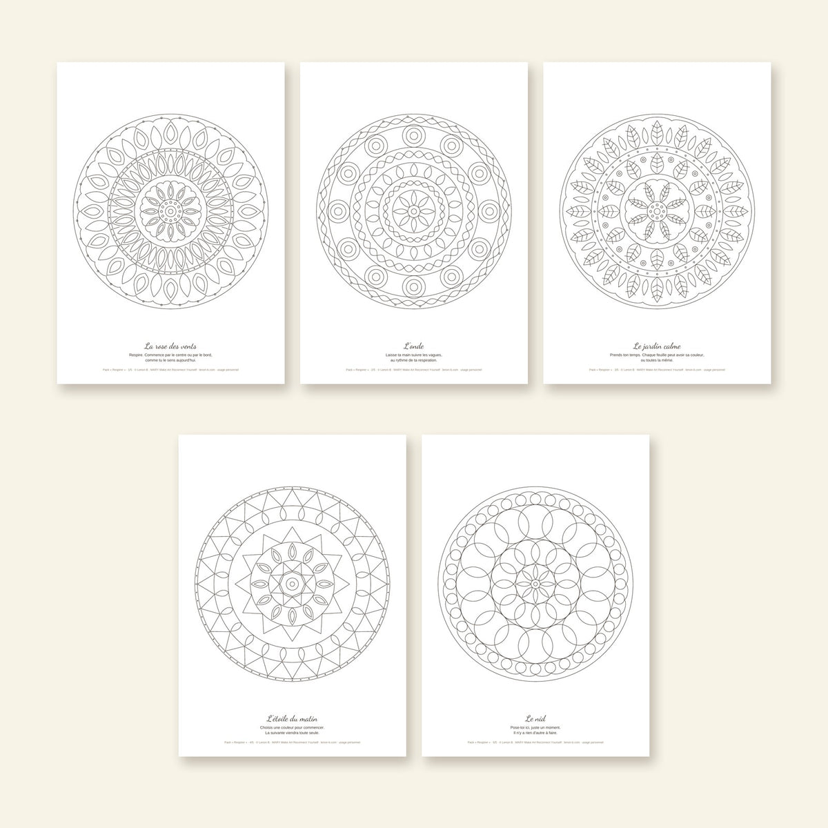 The 5 mandalas of the Breathe pack