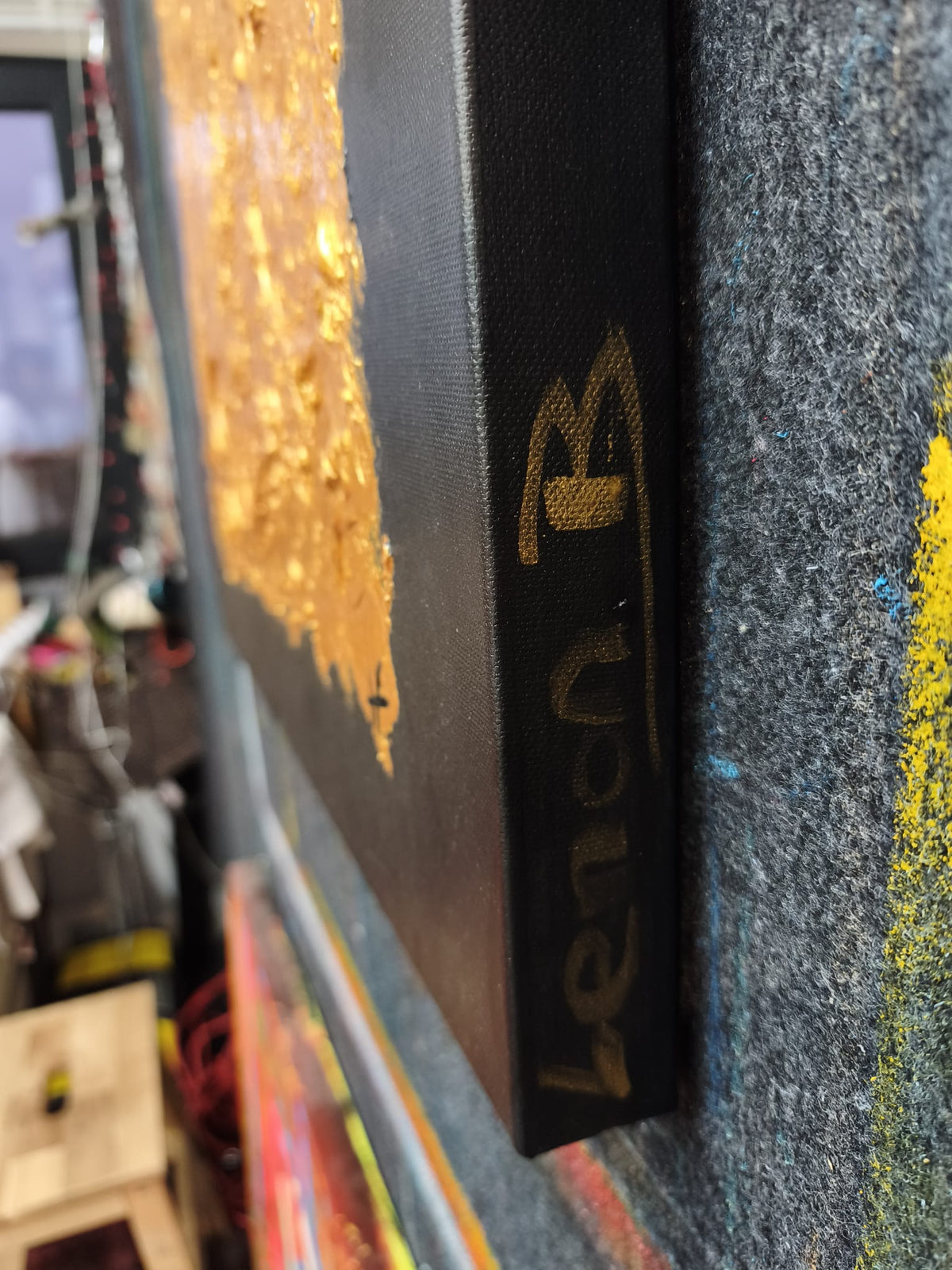 Side of Gold IV by Lenon B, signed Lenon B in gold on the edge