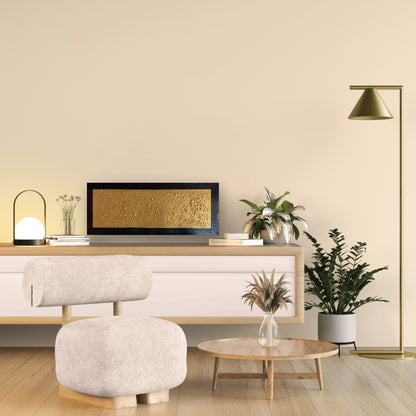 Golden Dream by Lenon B hung horizontally above a sideboard, true scale (40 × 100 cm)