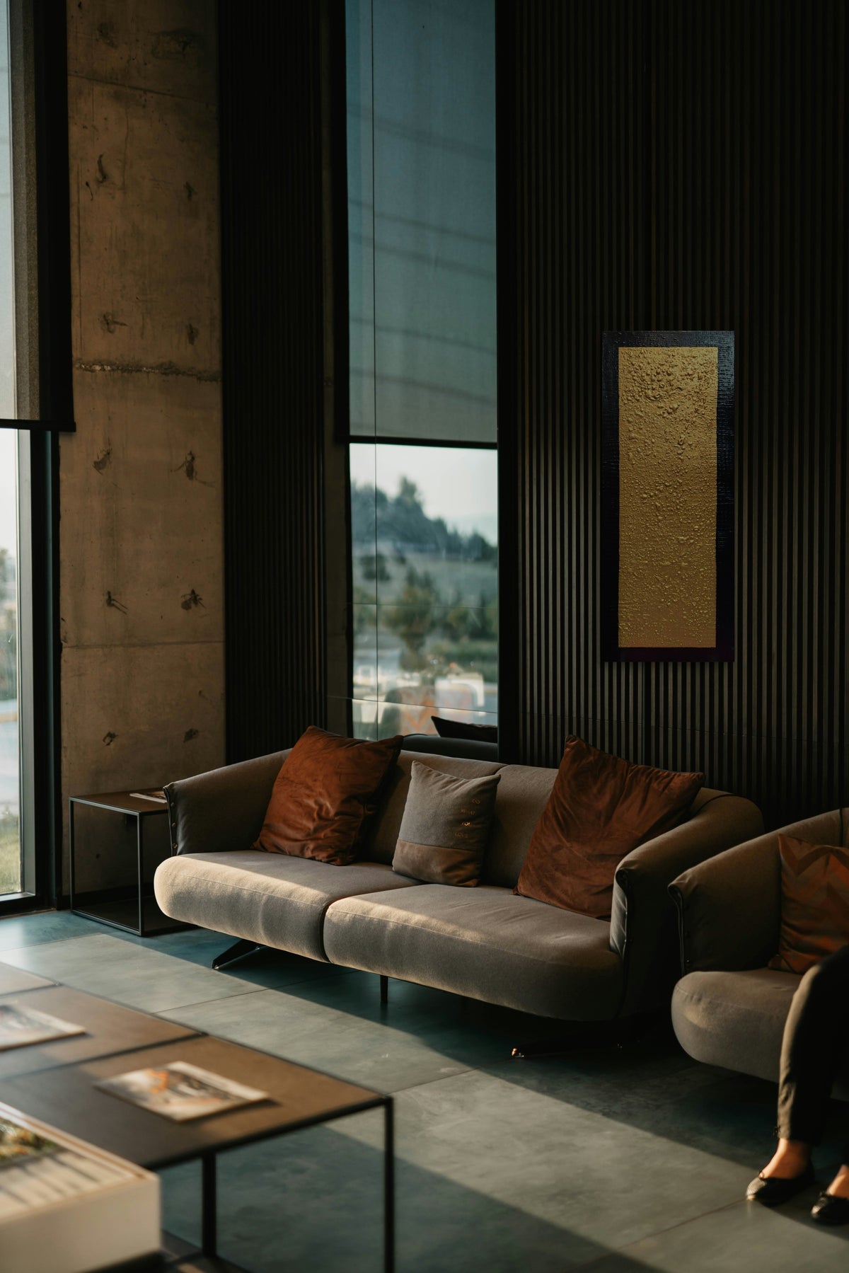 Golden Dream by Lenon B on a dark wood-panelled wall, true scale