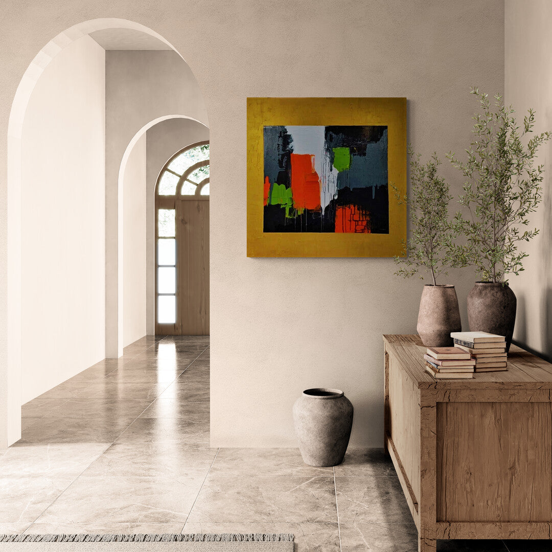 This 80x80 cm artwork features rich colors inspired by Sintra's landscapes.