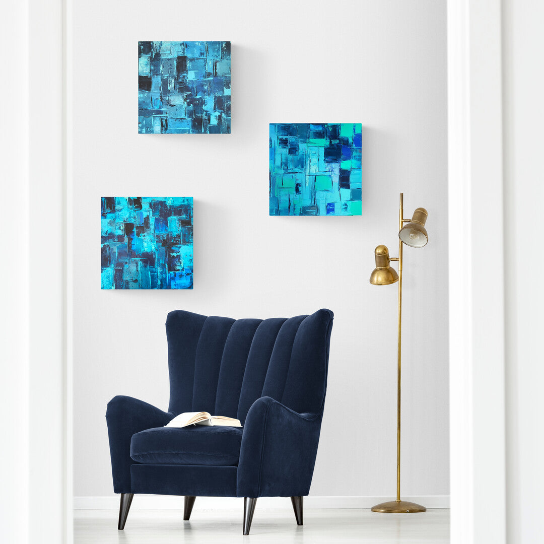 Vibrant canvas artwork showcasing  blue tones, by Lenon B. 