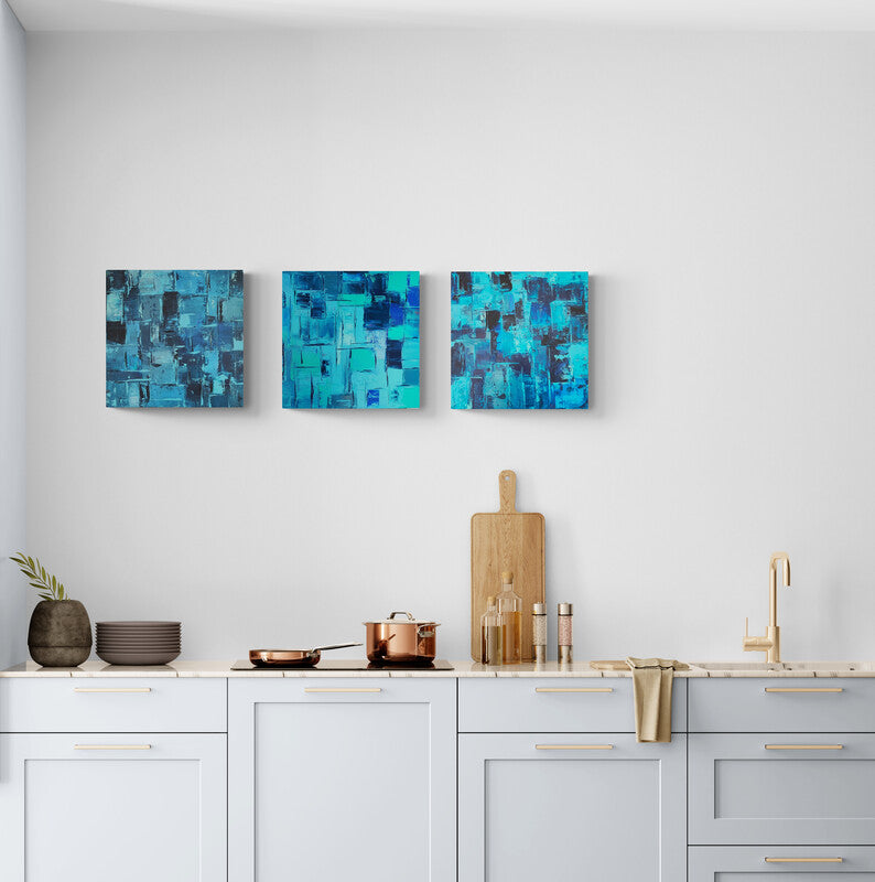 Peaceful and abstract, "Kaléidoscope blue" by Lenon B invites reflection through blue tones.