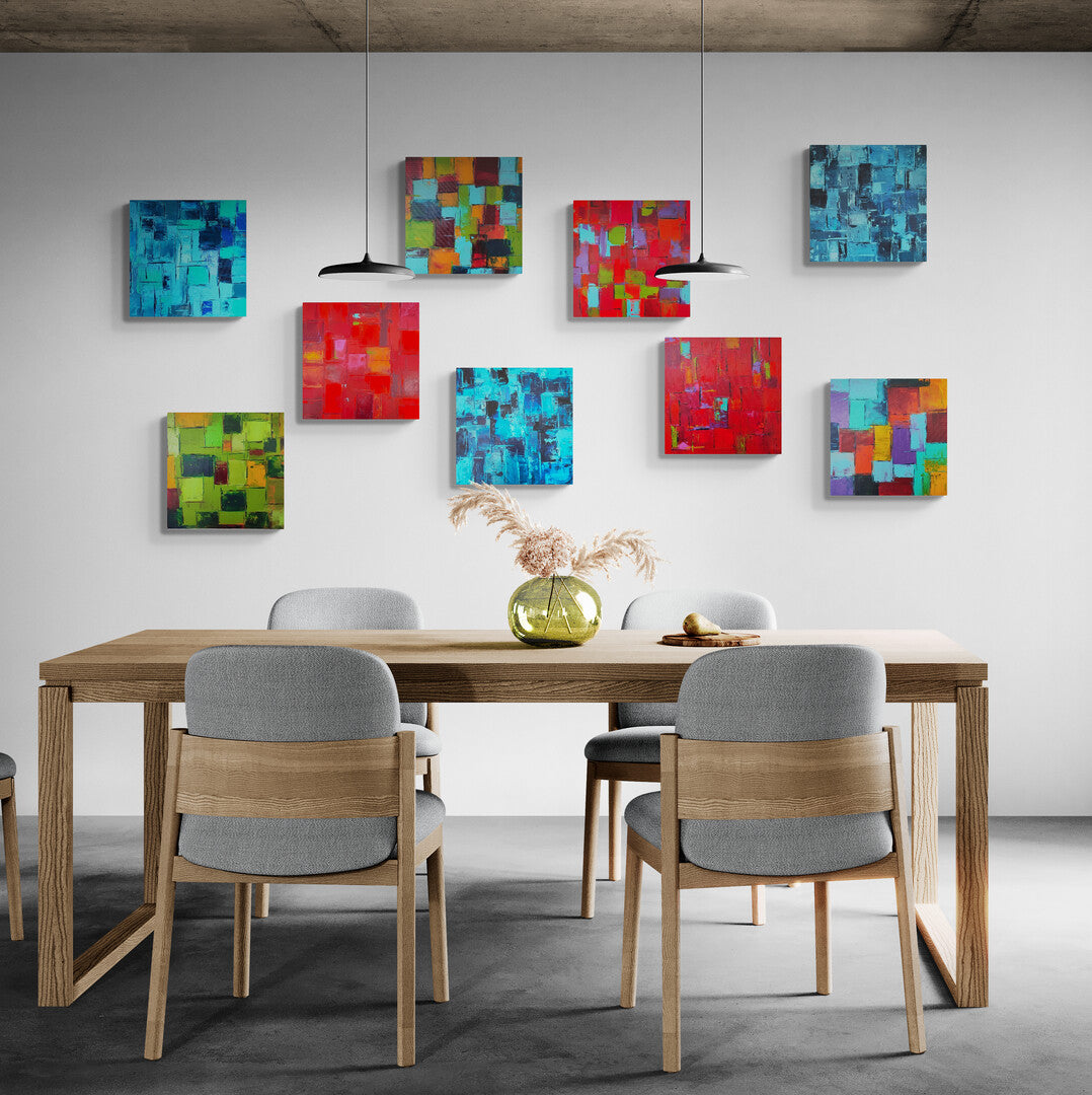 Original canvas painting illustrating a joyful blend of hues, by Lenon B.