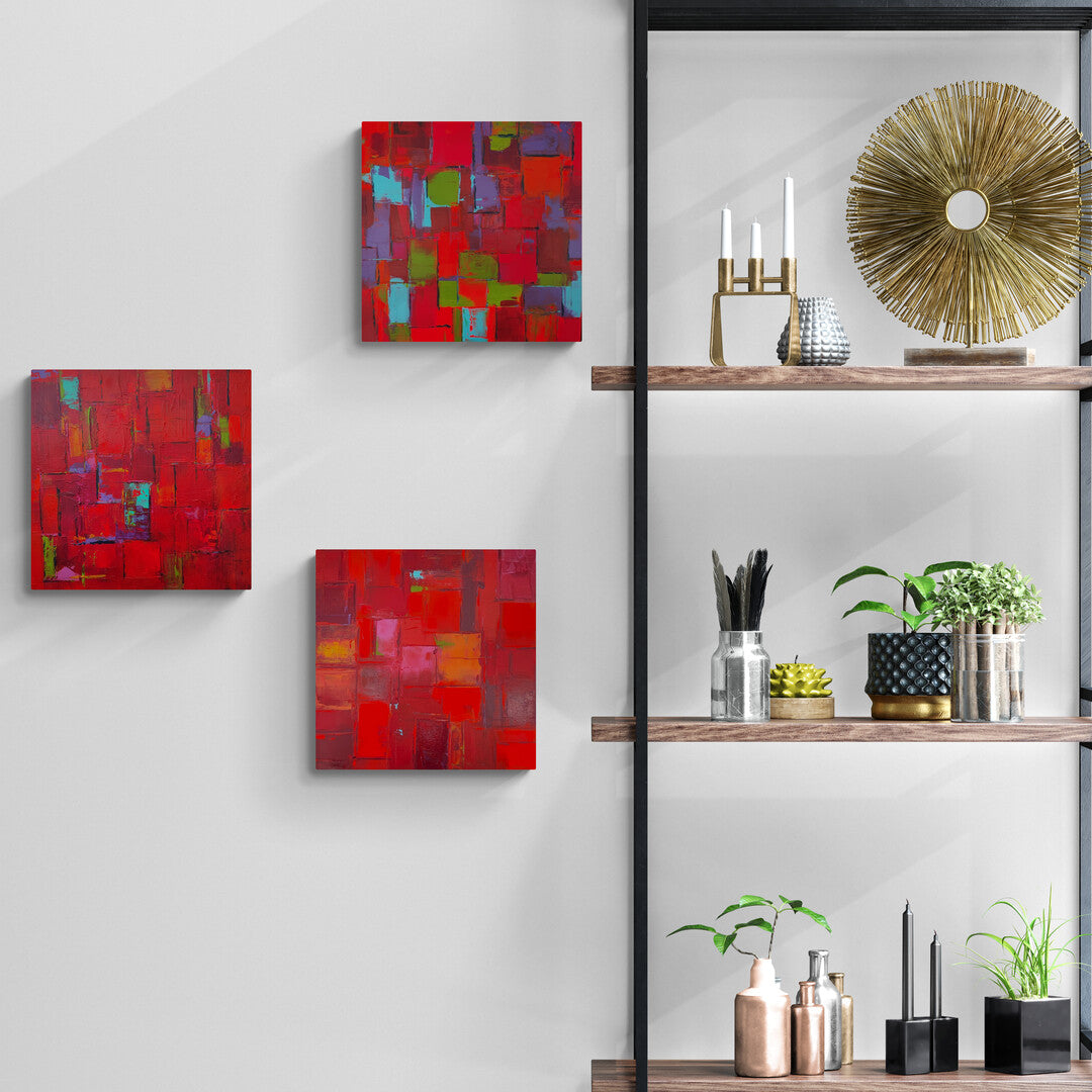 Original painting featuring vibrant cherry red hues, by Lenon B.