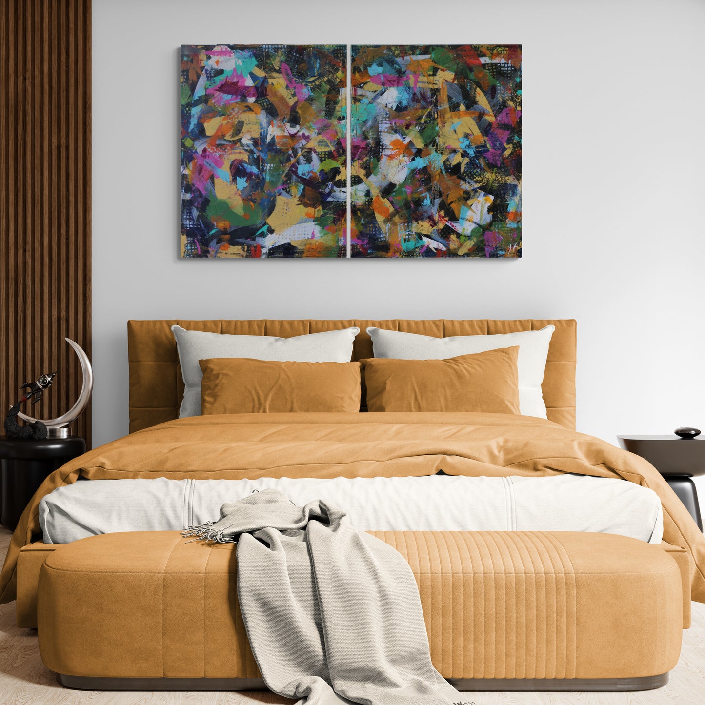 Lenon B's "Anjos" - an original acrylic diptych artwork