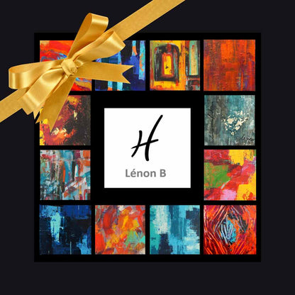 Gift card from Lenon B with customizable amounts for unique art gifts.