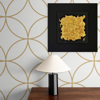 "Gold 1" – contemporary art with subtle golden bubbles