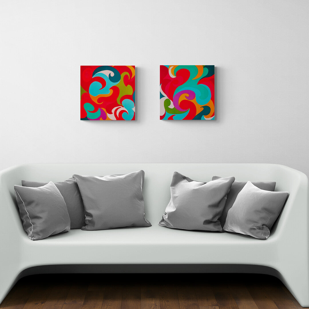 Gallery wall ideas featuring Oxygene art by Lenon B.