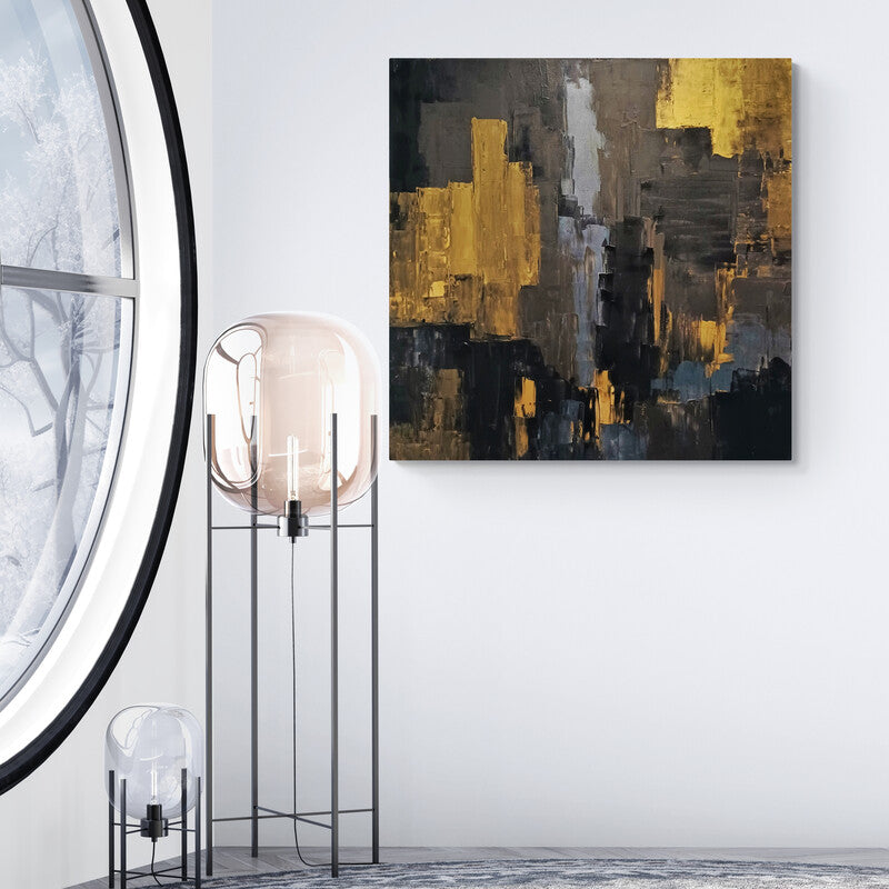 Lenon B’s luxury abstract artwork in gold, black, and anthracite, perfect for sophisticated modern spaces.