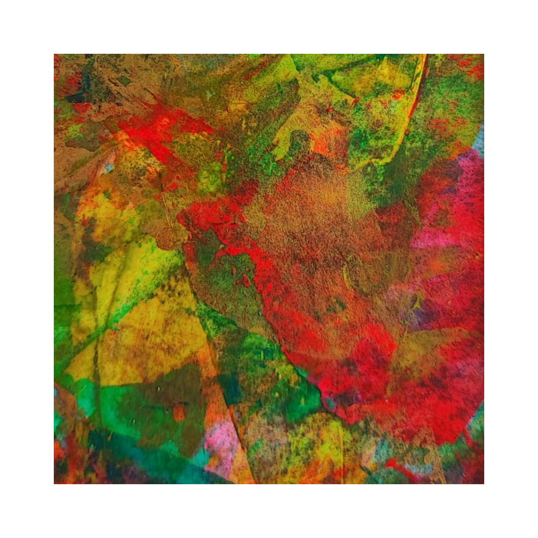 Original multicolored abstract painting by Lenon B, showcasing vibrant hues for a lively decor.