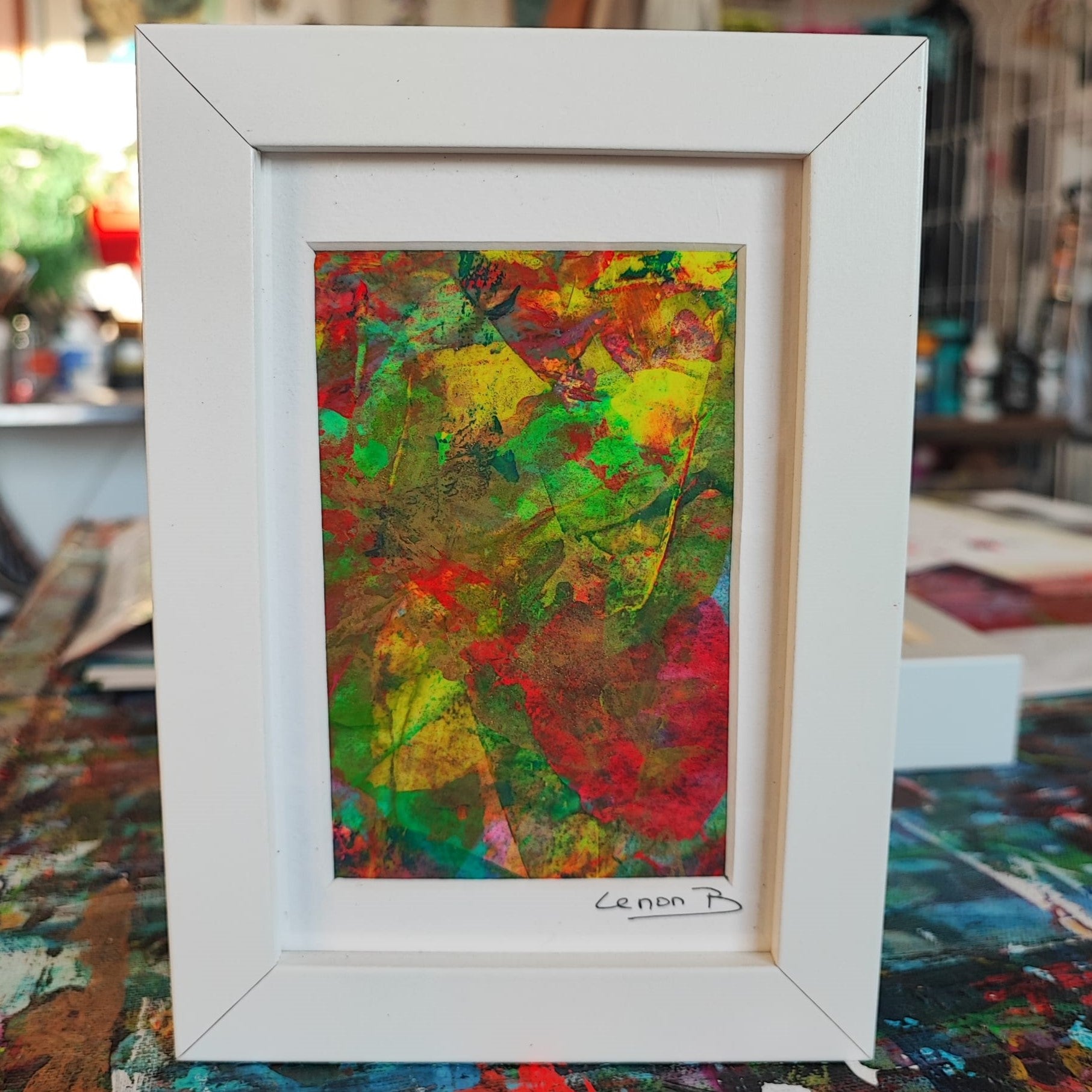 One-of-a-kind acrylic artwork signed by Lenon B, perfect for collectors and art lovers.