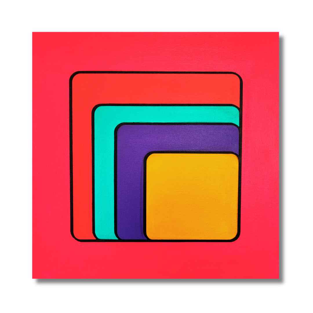 "Pink Square" by Lenon B – a bold and elegant pop art painting