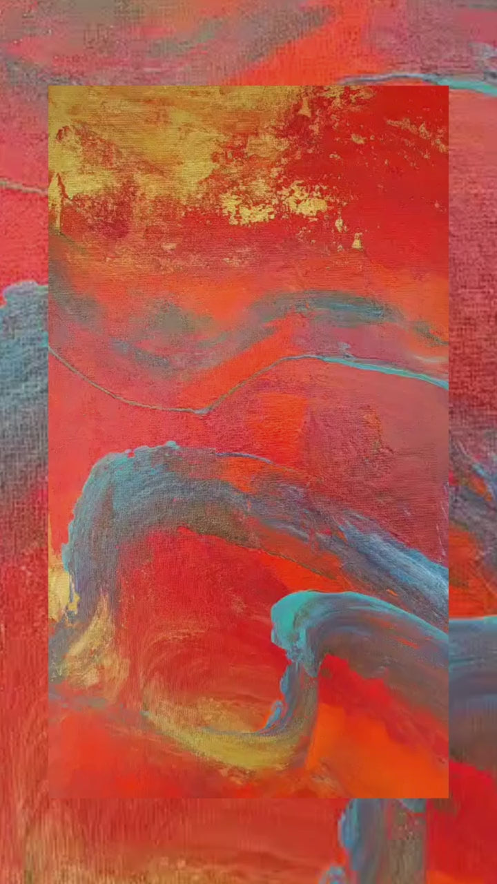 Antelope Canyon – Red and Blue Acrylic Painting – Lenon B – LENON B