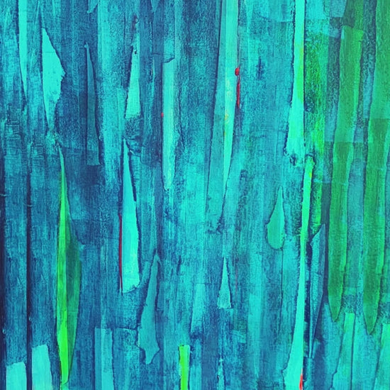 Lenon B's 'Blue Bamboos' painting, a journey into the heart of a blue forest"