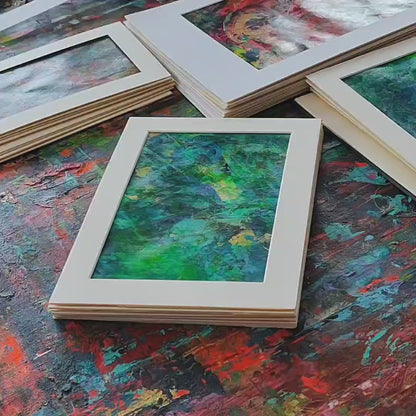 "Mini de Lenon" is a small-format collection acrylic painting with bold vibrant tones, perfect for framing.