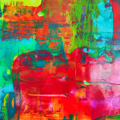 Prisme by Lénon B, abstract painting with bold color blocks on paper.