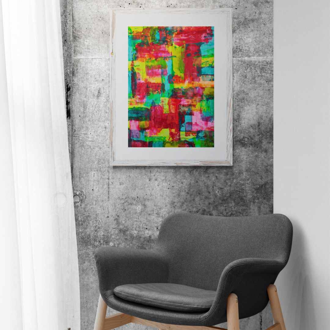 Prisme by Lénon B, a multicolor abstract composition with dynamic shapes.