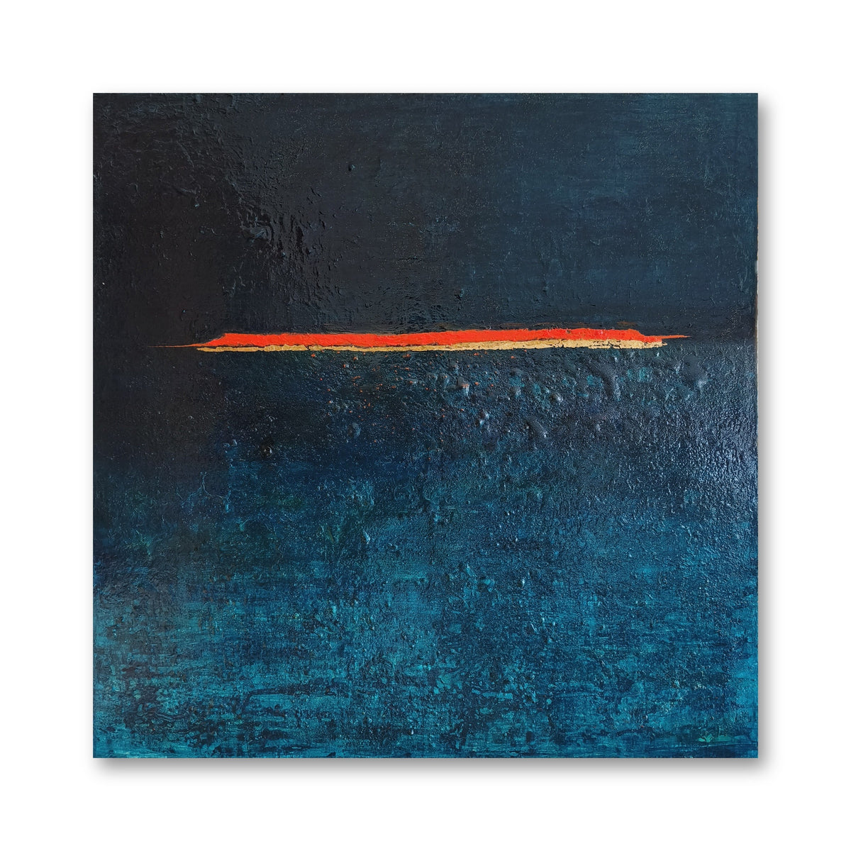 The Line, original night blue abstract painting by Lenon B