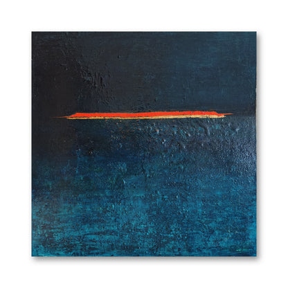The Line, original night blue abstract painting by Lenon B