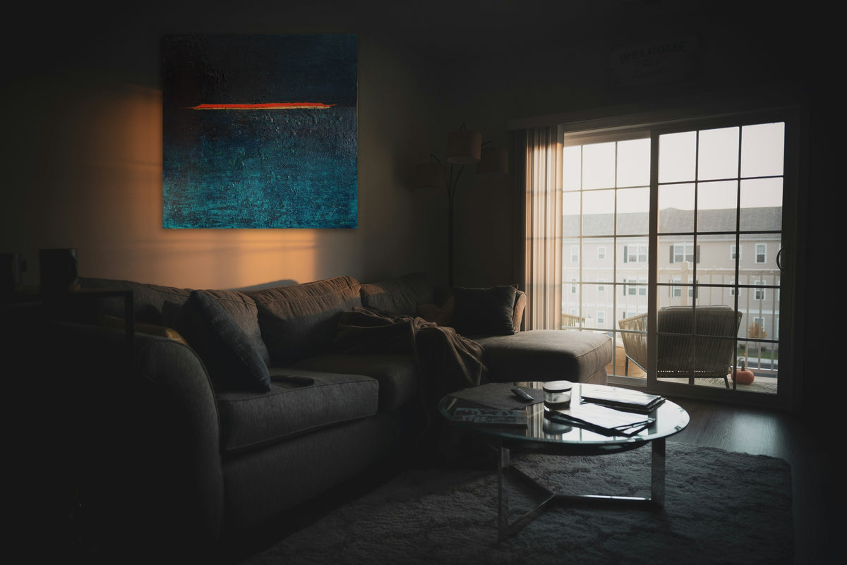 The Line by Lenon B in a living room at sunset, true scale