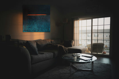 The Line by Lenon B in a living room at sunset, true scale